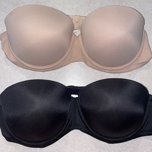 Two Victoria’s Secret bras; size 34B; strapless